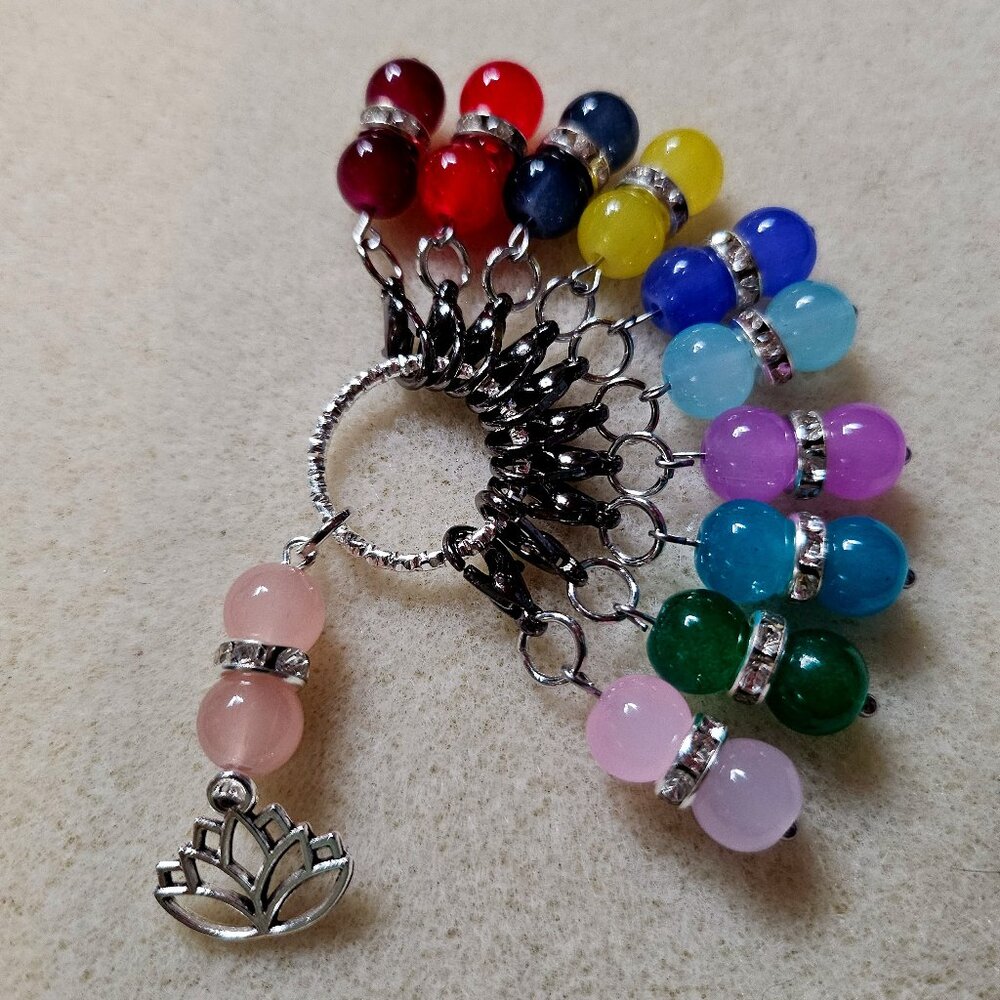 Multicolored Lotus stitch markers